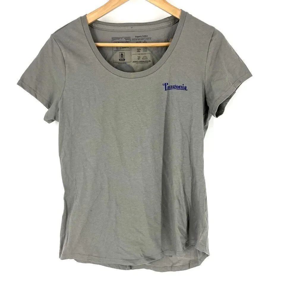 Patagonia T-Shirt Size Small Womens Feather Gray Sunset Sets Organic Scoop Tee